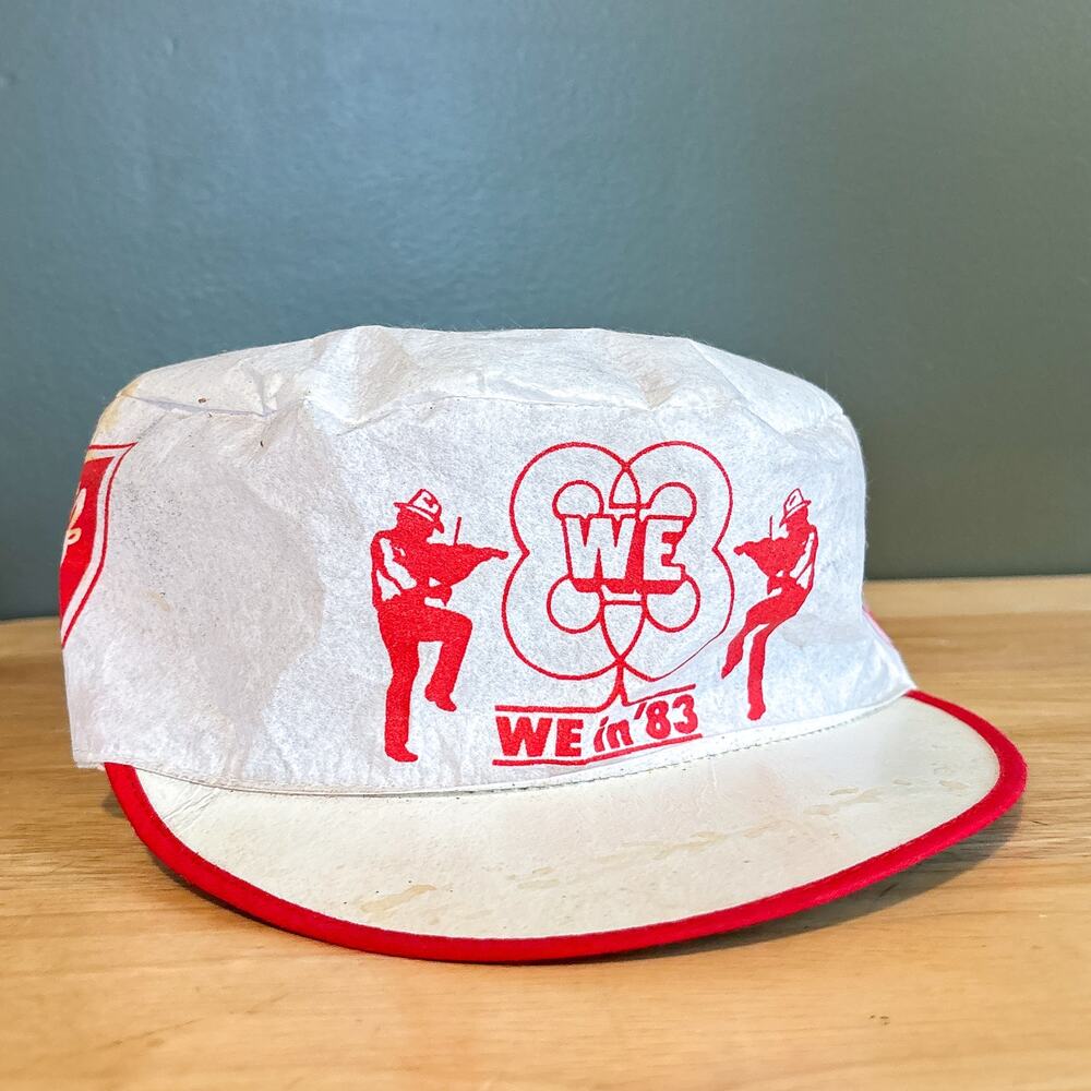 Vintage Schlitz Beer WE in '83 White Red Paper Novelty Painters Cap Hat